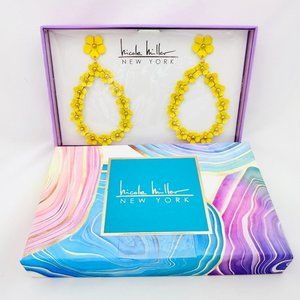 Nicole Miller New York Boho Faux Leather Floral Earrings - New in Box